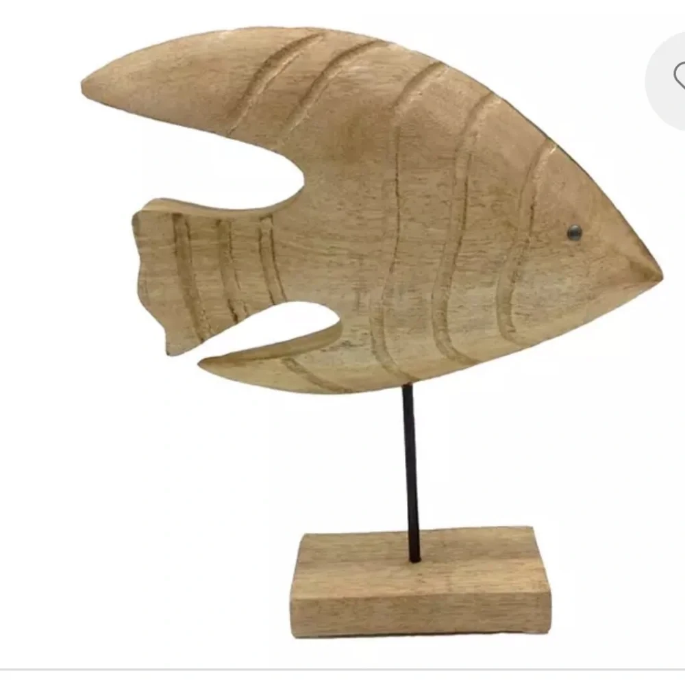 NEW Large 11.5” Brown Wooden Fish Outdoor Patio Home Tabletop Decor